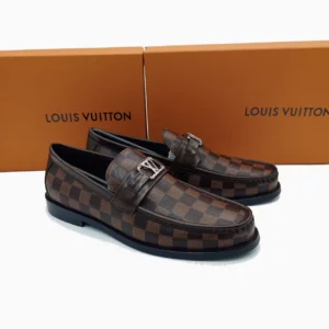 Louis Vuitton Brown Loafers LV Moccasins Men LV Leather Shoes Designer Brown Moccasins Louis Vuitton Men’s Footwear