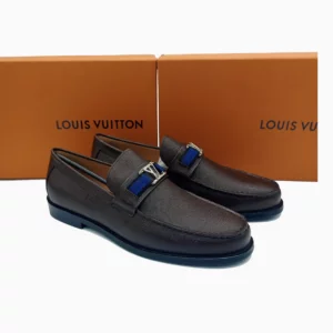LV Leather Moccasins Louis Vuitton Men’s Shoes Designer Brown Moccasins LV Luxury Leather Shoes