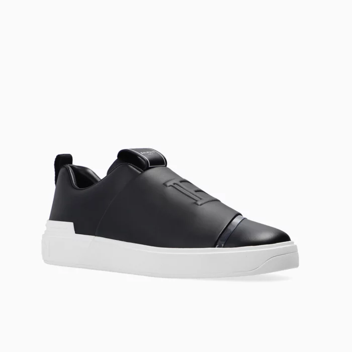 Balmain Black White Sneakers Balmain Suede Leather Sneakers Balmain Designer Footwear Luxury Contrast Sneakers Balmain Casual Shoes
