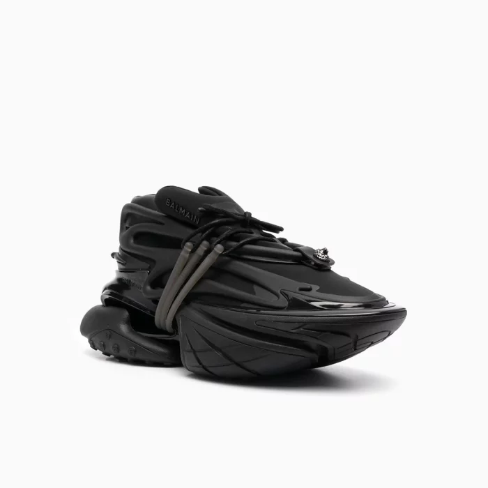 Balmain Black Sneakers Balmain Designer Sneakers Balmain Luxury Streetwear Shoes Full Black Designer Sneakers Balmain Casual Footwear