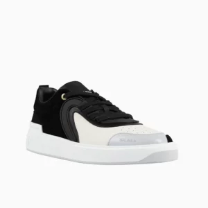 Balmain Black White Sneakers Balmain Suede Leather Sneakers Balmain Designer Footwear Luxury Contrast Sneakers Balmain Casual Shoes
