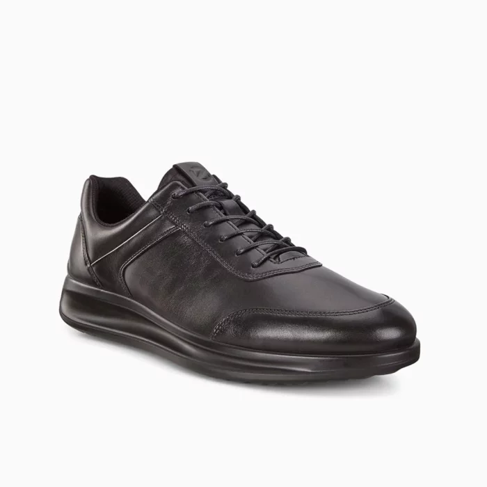 ECCO Aquet Black ECCO Leather Sneakers Men Black ECCO Lifestyle Shoes ECCO Men’s Casual Sneakers Aquet ECCO Black Shoes