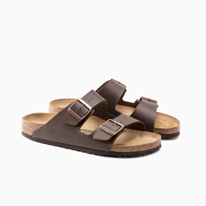 Birko-Flor Brown Arizona Birkenstock Brown Sandals Arizona Birko-Flor Women Brown Two-Strap Sandals Birkenstock Arizona Synthetic Brown