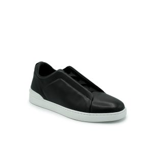 Zegna Secondskin Sneakers Zegna Triple Stitch Black Zegna Black Slip-On Sneakers Luxury Black Italian Sneakers Zegna Designer Footwear