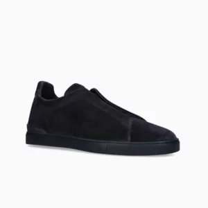 Zegna Secondskin Sneakers Zegna Triple Stitch Black Zegna Black Slip-On Sneakers Luxury Black Italian Sneakers Zegna Designer Footwear