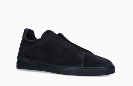 Zegna Secondskin Sneakers Zegna Triple Stitch Black Zegna Black Slip-On Sneakers Luxury Black Italian Sneakers Zegna Designer Footwear