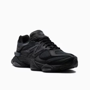 NB 9060 black leather sneakers New Balance 9060 all-black leather New Balance 9060 leather comfort shoes Premium leather New Balance 9060 New Balance 9060 lifestyle collection