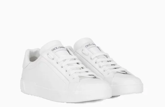 Dolce & Gabbana White Sneakers Dolce & Gabbana Portofino Shoes Italian Designer White Sneakers Dolce & Gabbana Leather Sneakers Luxury White Casual Shoes