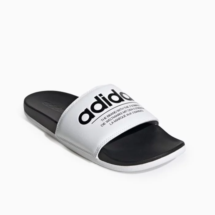 Adilette Comfort White Black adidas Cloud White Slides Adilette Black Logo Slides adidas Comfort Shower Slides White adidas Slides