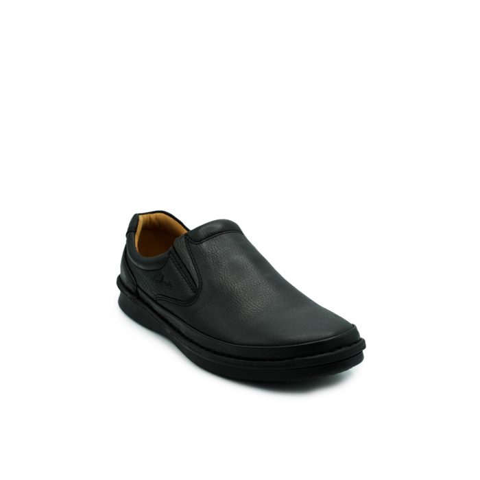 Clarks Side Elastic Shoes Men’s Black Slip-On Leather Clarks Office Shoes Black Smart Casual Shoes