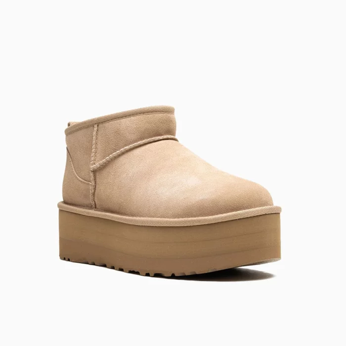 UGG Ultra Mini Jordan UGG beige platform boots UGG sand suede boots UGG women’s platform footwear Lifestyle UGG fashion
