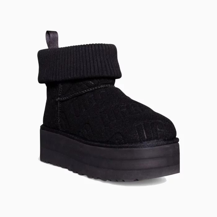 UGG platform boots Jordan UGG black felted mini boots UGG Classic Mini women’s Lifestyle UGG platform UGG wool-lined boots