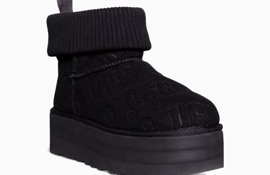 UGG platform boots Jordan UGG black felted mini boots UGG Classic Mini women’s Lifestyle UGG platform UGG wool-lined boots