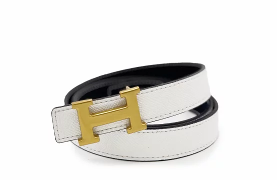 Hermes Swift Epsom Mini Constance H Belt White Gold