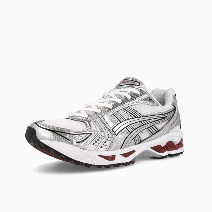 Asics Gel Kayano 14 Jordan Asics White Silver running shoes Asics Gel Kayano men’s sneakers Asics retro performance footwear