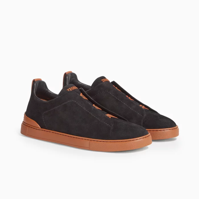 Zegna Triple Stitch Black Zegna Suede Sneakers Zegna Slip-On Sneakers Luxury Black Suede Shoes Zegna Designer Footwear