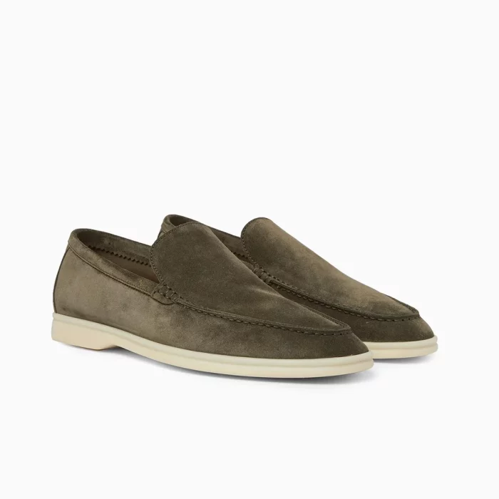 Loro Piana Summer Walk Loafers Loro Piana Olive Green Suede Loafers Loro Piana Men Loafers Luxury Suede Loafers Men