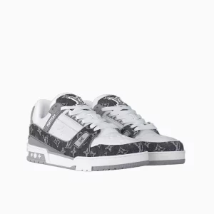 Louis Vuitton Skate Shoes LV Grey Sneakers Louis Vuitton Streetwear Sneakers Luxury Skate Sneakers Louis Vuitton Casual Footwear