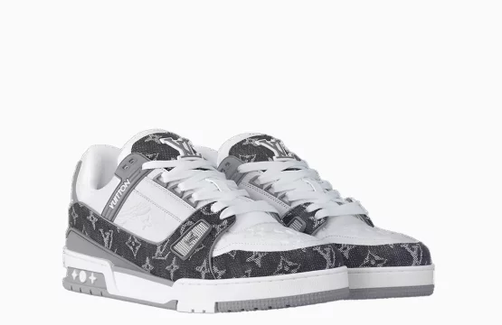 Louis Vuitton Skate Shoes LV Grey Sneakers Louis Vuitton Streetwear Sneakers Luxury Skate Sneakers Louis Vuitton Casual Footwear