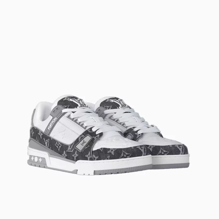 Louis Vuitton Skate Shoes LV Grey Sneakers Louis Vuitton Streetwear Sneakers Luxury Skate Sneakers Louis Vuitton Casual Footwear