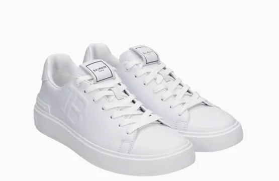 Balmain White Sneakers Balmain Designer Sneakers Luxury White Leather Sneakers Balmain Casual Footwear Parisian Designer Sneakers