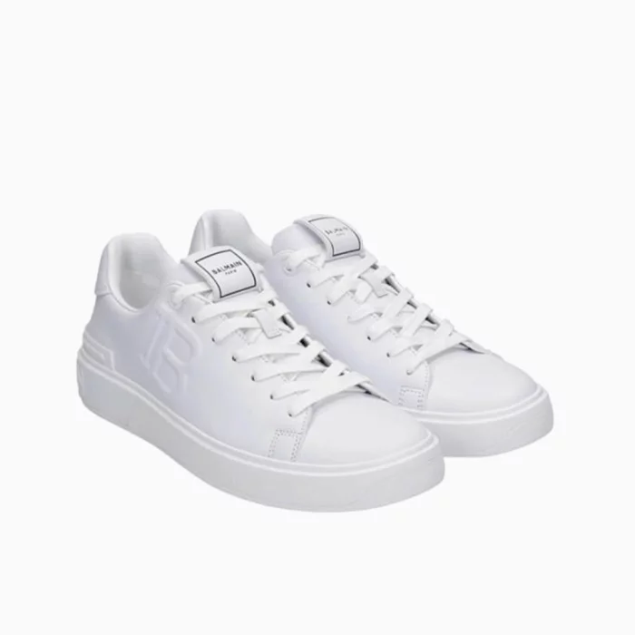 Balmain White Sneakers Balmain Designer Sneakers Luxury White Leather Sneakers Balmain Casual Footwear Parisian Designer Sneakers