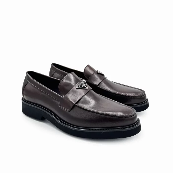 Prada Leather Shoes Men Prada Formal Loafers Italian Designer Loafers Brown Luxury Men’s Shoes