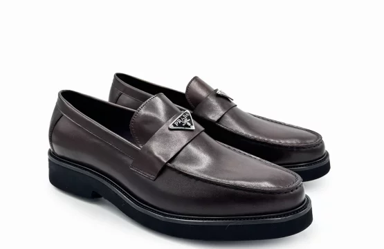 Prada Leather Shoes Men Prada Formal Loafers Italian Designer Loafers Brown Luxury Men’s Shoes