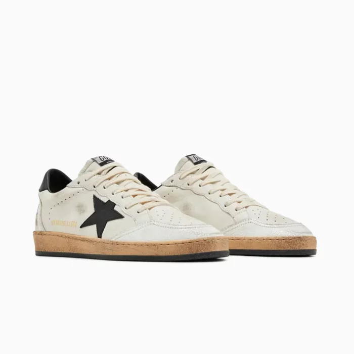 Golden Goose Ball Star Sneakers Golden Goose White Black Shoes Ball Star Leather Sneakers Golden Goose Vintage Basketball Designer Lifestyle Sneakers