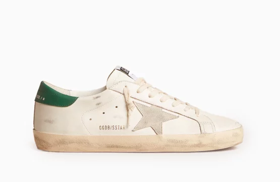 Golden Goose Beige Sneakers Golden Goose Green Star Golden Goose Super-Star Shoes Designer Distressed Sneakers Golden Goose Casual Luxury