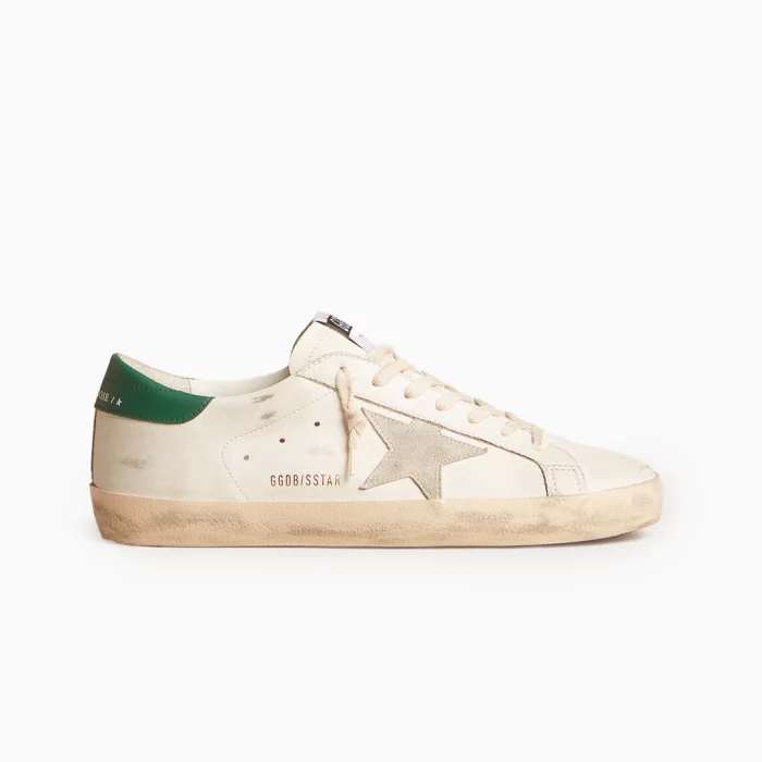 Golden Goose Beige Sneakers Golden Goose Green Star Golden Goose Super-Star Shoes Designer Distressed Sneakers Golden Goose Casual Luxury