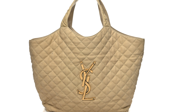 Saint Laurent Beige Quilted Maxi Icare Shopping Tote