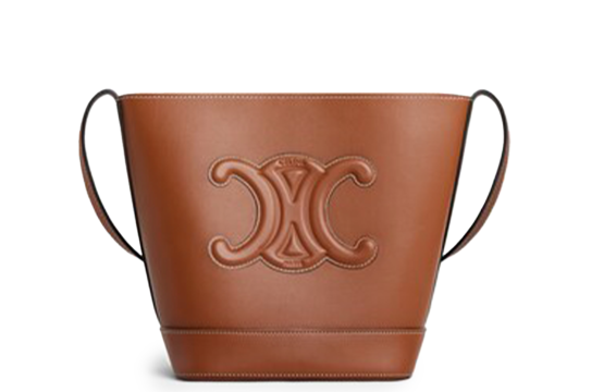 Celine Small Bucket Cuir Triomphe In Grained Calfskin Camel Bag
