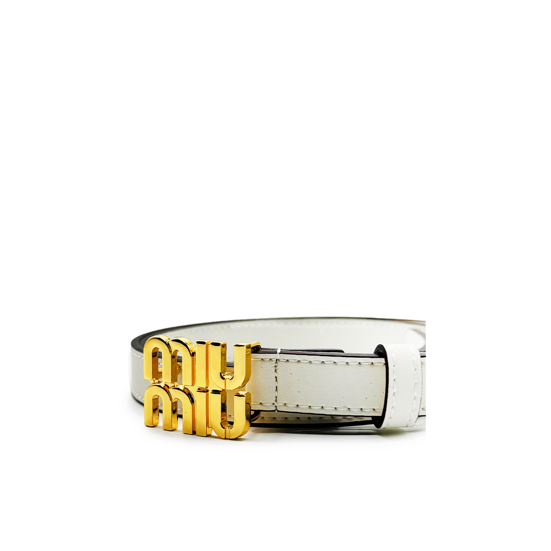 Miu Miu White Logo Lettering Buckle Belt - ONLYBRANDSJO