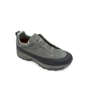 Zegna Triple Stitch Grey Zegna Monte Sneakers Grey Zegna Suede Leather Sneakers Luxury Grey Slip-On Sneakers Zegna Designer Footwear