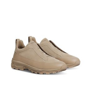 Zegna Triple Stitch Beige Zegna Monte Sneakers Beige Zegna Suede Leather Sneakers Luxury Beige Slip-On Sneakers Zegna Designer Footwear