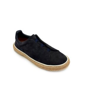 Zegna Suede Espadrilles Triple Stitch Blue Espadrilles Zegna Summer Footwear Luxury Suede Men’s Espadrilles Zegna Slip-On Blue Shoes