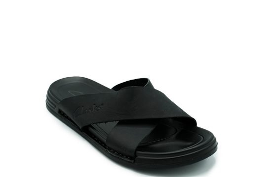 Clarks Black Leather Slides Clarks Flat Sandals Men’s Leather Slide Sandals Clarks Casual Sandals Black Leather Flat Sandals