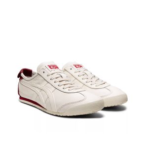 The Onitsuka Tiger Mexico 66 in White and Burgundy blends Japanese craftsmanship with retro style. Premium leather, vintage detailing, and comfort cushioning — now available at OnlyBrandsJO Jordan.