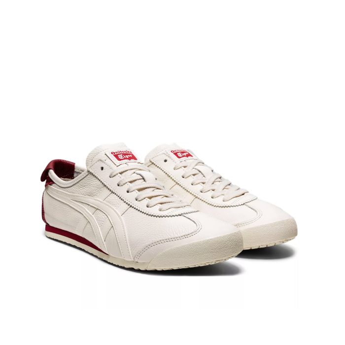 The Onitsuka Tiger Mexico 66 in White and Burgundy blends Japanese craftsmanship with retro style. Premium leather, vintage detailing, and comfort cushioning — now available at OnlyBrandsJO Jordan.