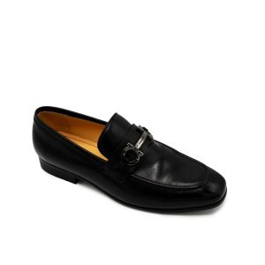 Ferragamo Black Loafers Ferragamo Silver Hardware Loafers Men’s Ferragamo Dress Shoes Luxury Italian Leather Loafers Ferragamo Formal Shoes