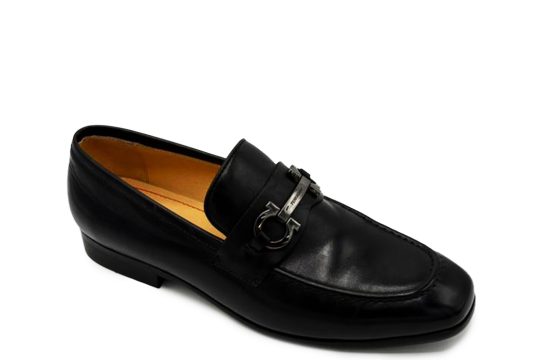 Ferragamo Black Loafers Ferragamo Silver Hardware Loafers Men’s Ferragamo Dress Shoes Luxury Italian Leather Loafers Ferragamo Formal Shoes