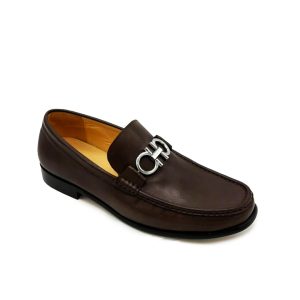 Ferragamo Men’s Loafers Italian Leather Loafers Ferragamo Brown Shoes Luxury Men’s Loafers