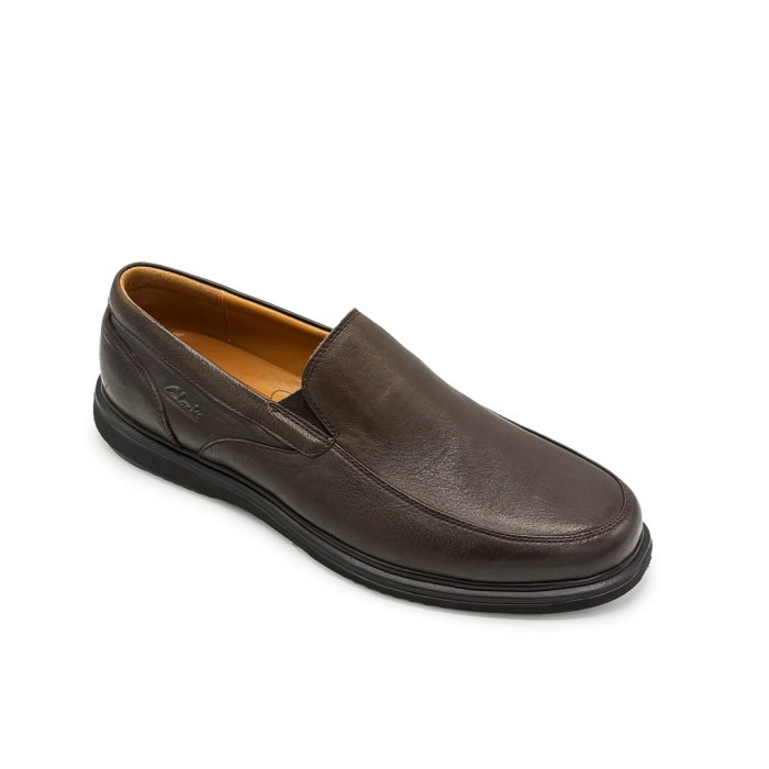 Clarks Foam Shoes Men’s Brown Leather Slip On Clarks Casual Brown Shoes Leather Foam Slip-On Shoes