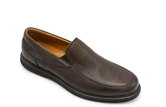 Clarks Foam Shoes Men’s Brown Leather Slip On Clarks Casual Brown Shoes Leather Foam Slip-On Shoes