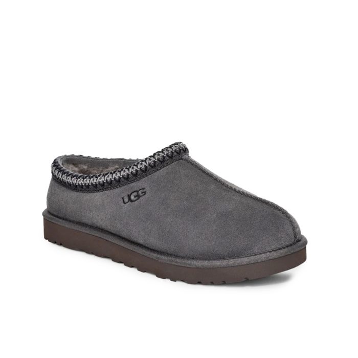 UGG Dark Grey Slippers UGG Indoor Outdoor Slipper Tasman Wool Lined Slipper UGG Grey Suede Shoes